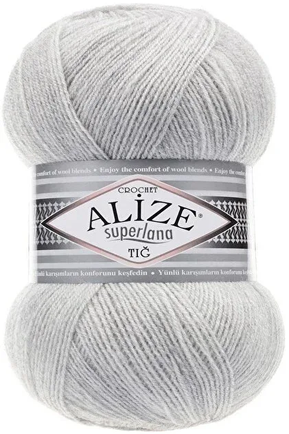 ALİZE SÜPERLANA TIĞ CROCHET 208 AÇIK GRİ