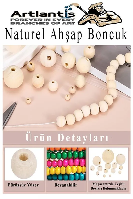 AHŞAP NATURAL BONCUK 4 NUMARA
