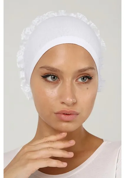 BONE DİKİŞLİ FIRFIRLI BEYAZ