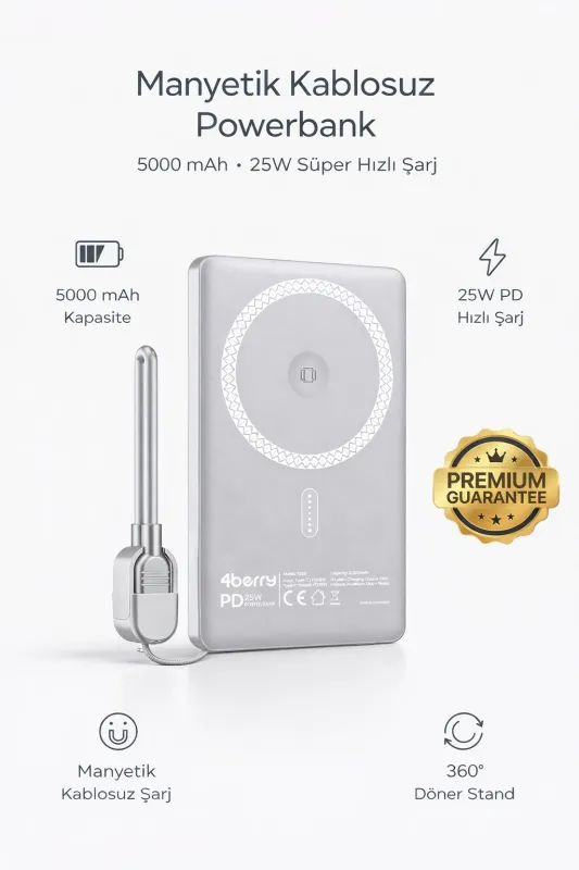 MANYETİK POWERBANK ŞARJ ALETİ