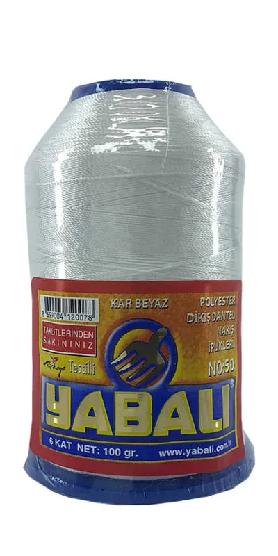 YABALI POLYESTER DANTEL 100 GR NO:50 BEYAZ